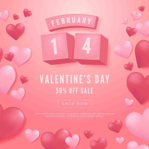 Banner giảm giá dịp valentine hình ảnh trái tim hồng file vector mẫu số 405