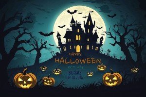 Banner lâu đài ma quái halloween file PSD - mẫu số 324