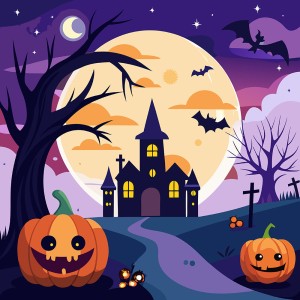 Background lâu đài đêm hội hóa trang halloween file EPS - mẫu số 598