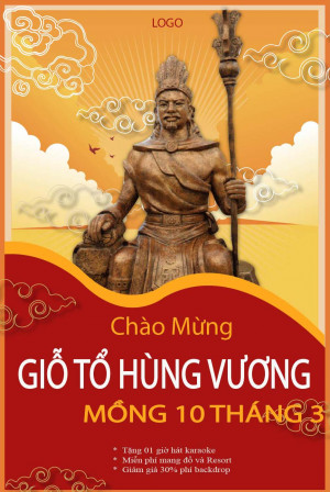 Poster mừng giỗ tổ Hùng Vương 10-3 mẫu 55 file AI