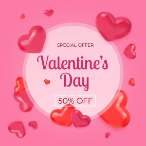 Banner giảm giá dịp valentine hình ảnh trái tim file vector mẫu số 335