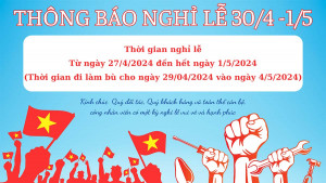 Thông báo lịch nghỉ lễ 30.4 - 01.5 nền xanh mẫu 41 file PNG