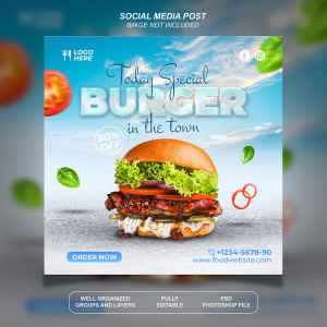 Poster quảng cáo bánh hamburger file PSD mẫu P121