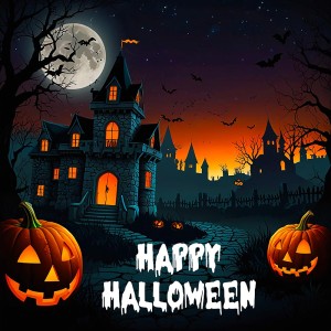 Banner lâu đài ma quái halloween file PSD - mẫu số 616