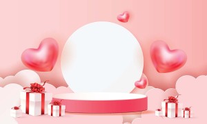 Background bục trưng bày dịp valentine nền hồng file vector mẫu số 703