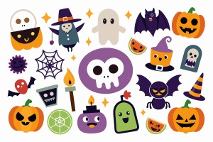 Hình minh họa khung cảnh lễ hội halloween file EPS và AI mẫu MB95