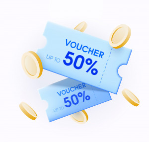 Mẫu phiếu giảm giá 50% số 53 file EPS