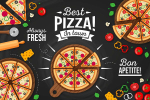 Banner quảng cáo bánh Pizza với phô mai và cà chua K54 file AI và EPS