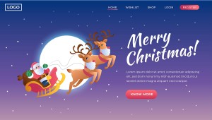 Banner giáng sinh hình ảnh ông già noel cưỡi xe tuần lộc file vector mẫu số 354