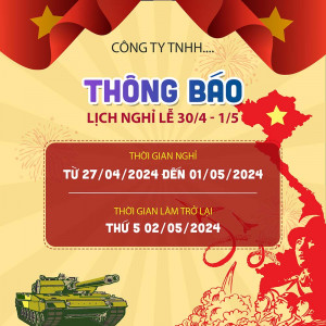 Thông báo lịch nghỉ lễ 30.4 - 01.5 mẫu 63 file PSD