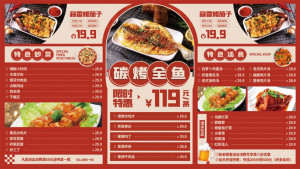 Menu cửa hàng ăn file PSD mẫu MN18