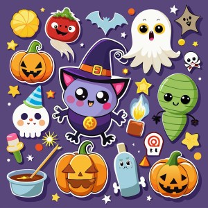 Hình minh họa nhân vật trong lễ hội halloween file EPS và AI mẫu MB75