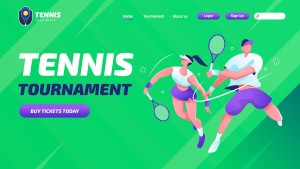 Banner vận động viên đánh tennis file vector mẫu HV46