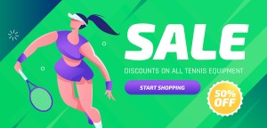 Banner vận động viên đánh tennis file vector mẫu HV43