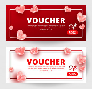 Thiết kế mẫu voucher giảm giá có trái tim lãng mạn D70 file EPS