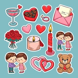 Hình minh họa biểu tượng tình yêu ngày valentine file vector mẫu số 206