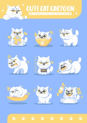 Bộ sưu tập những chú mèo cute file vector mẫu CM269