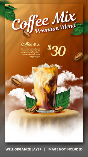 Poster quảng cáo cafe file PSD mẫu CF55