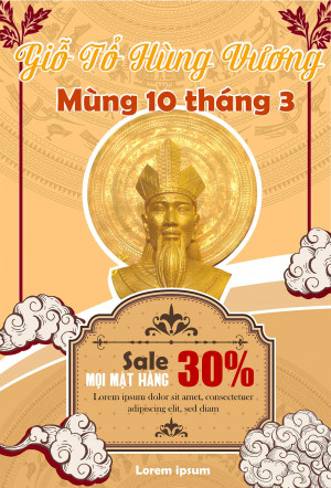 Poster giảm giá 30% dịp giỗ tổ hùng vương file AI