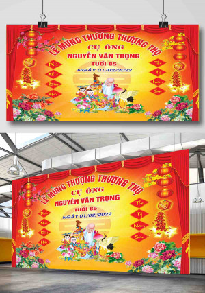 Backdrop lễ mừng thượng thượng thọ file Corel - mẫu số 2689