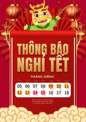 Poster lịch nghỉ tết năm 2024 file PSD mẫu S88