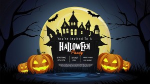 Banner đêm lễ hội halloween file PSD - mẫu số 268