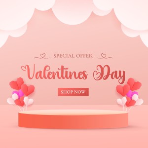 Banner bục 3D ngày lễ valentine file vector mẫu BV307