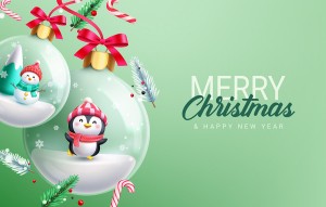 Banner quả cầu tuyết dịp noel file vector mẫu số 964