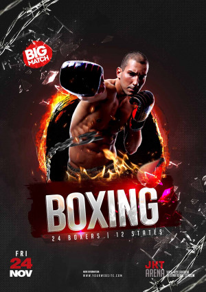 Poster thể thao võ sĩ boxing F19 file PSD