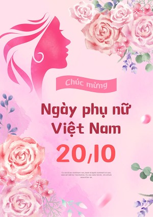 Poster chúc mừng ngày phụ nữ việt nam file PSD mẫu CG285