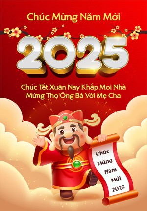 Poster thần tài cầm câu đối file EPS - mẫu số 208