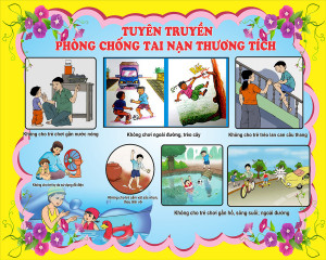 Backdrop, Mẫu decal dán trang trí trường học phòng chống thương tích - File Corel Số 24