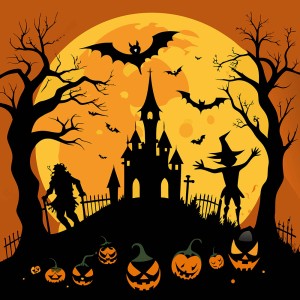 Background đêm trăng ma quái halloween file EPS - mẫu số 136