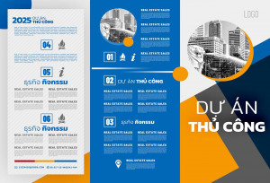 Brochure lĩnh vực kinh doanh file PSD mẫu D3