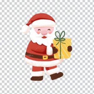 Hình ảnh ông già noel cầm hộp quà file PNG mẫu BN36