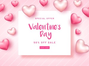 Banner ưu đãi ngày valentine nền hồng file vector mẫu số 371