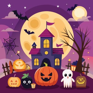 Background lễ halloween kinh dị file EPS và AI mẫu MB24