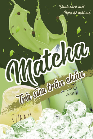 Poster quảng cáo trà sữa matcha file PSD mẫu TS006