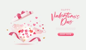 Banner ngày valentine hình ảnh hộp quà file vector mẫu số 263