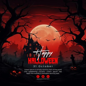 Banner ngôi nhà ma quái lễ hội halloween file PSD - mẫu số 852