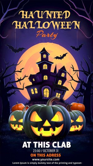 Poster lễ hội halloween file PSD mẫu MB315