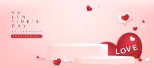 Banner bục 3D ngày valentine file vector mẫu BV212