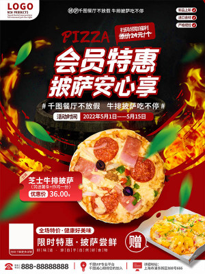 Poster quảng cáo cửa hàng bánh pizza file EPS,Corel - mẫu số 950