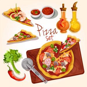 Hình minh họa bánh pizza hải sản file EPS - mẫu số 851