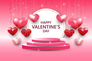 Banner bục 3D ngày lễ valentine file vector mẫu BV306