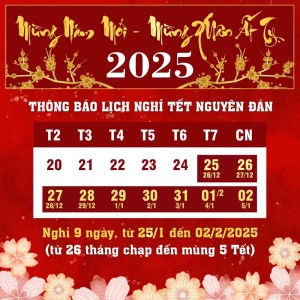 Thông báo lịch nghỉ tết nguyên đán năm 2025 xuân ất tỵ file PSD mẫu số 122