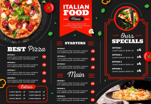 Mẫu menu nhà hàng Pizza kiểu Ý P54 file EPS và AI