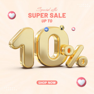 Bộ số 10% 3D vàng gold mẫu 26 file PSD