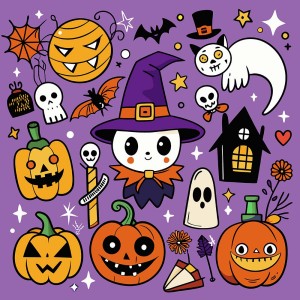 Hình minh họa nhân vật trong lễ hội halloween file EPS và AI mẫu MB73