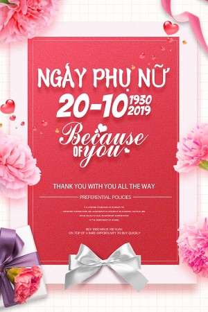 Poster chúc mừng ngày phụ nữ việt nam file PSD mẫu CG288